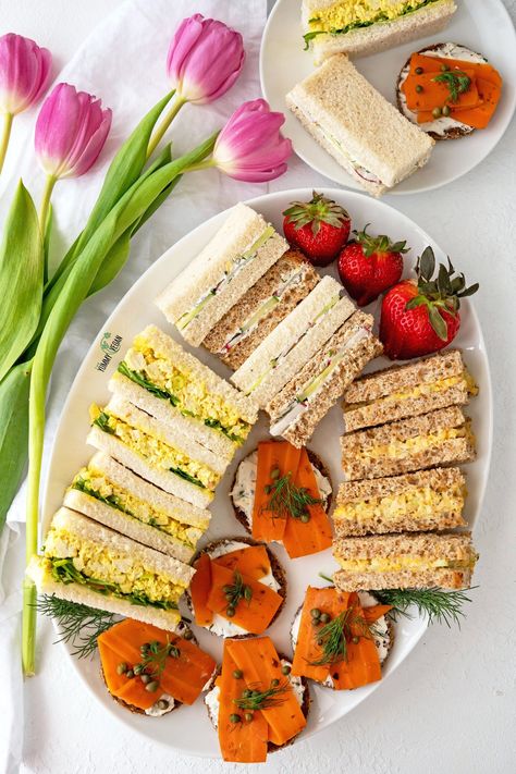 Vegan Tea Sandwiches, Healthy Cake Pops, Carrot Lox, Herbed Cream Cheese, Vegan Afternoon Tea, High Tea Food, Chickpea Tuna Salad, Chickpea Tuna, Tea Sandwiches Recipes