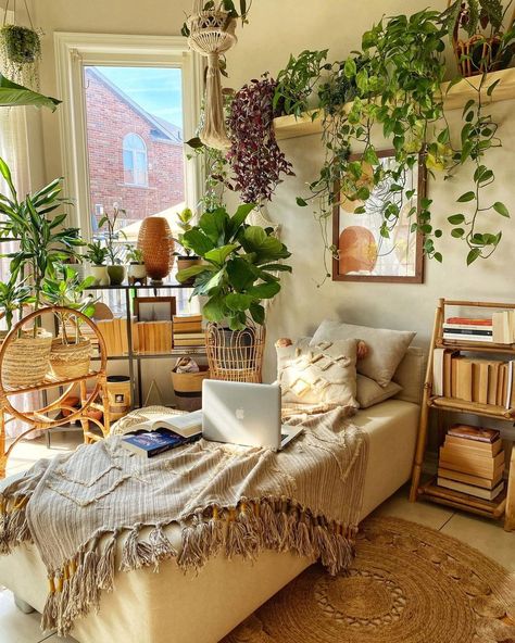 Live your Boho Dreams with our plant influencer, Romalyn! Lots Of Plants, Modern Room Decor, Deco Boheme, Cozy Room Decor, Dreamy Room, Bedroom Layouts, Small Room Bedroom, Cozy Room, Aesthetic Room