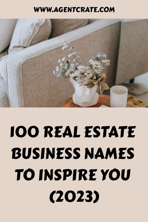 With so many real estate business names out there, it can be difficult to find something original & memorable. Here is a list of 100 names to inspire. Real Estate Names Ideas, Real Estate Business Names, Real Estate Company Names, Real Estate Marketing Gifts, Real Estate Marketing Postcards, Real Estate Marketing Quotes, Wholesale Real Estate, Real Estate Marketing Design, Real Estate Site