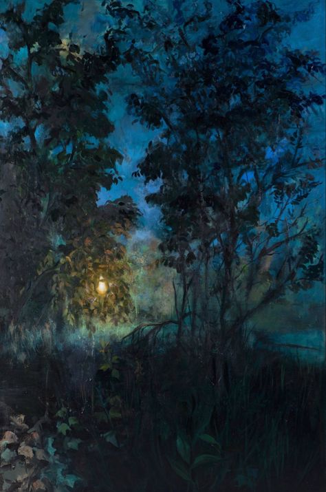 Summer Night Party, Moonlight Painting, Night Forest, Light Night, Nature Painting, Impressionism Painting, Forest Painting, Impressionism Art, Night Painting