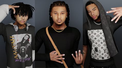 Sims4 Cc Black Male Clothes, Premade Sims, Male Sims, Sims 4 Men Clothing, Urban Male, Cc Packs, Sims 4 Traits, Sims 4 Black Hair, Chest Piece Tattoos