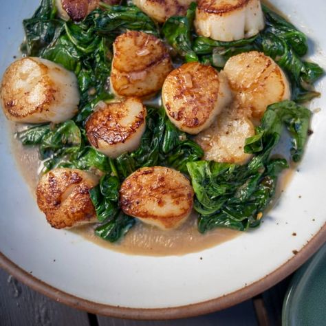 Joanna Gaines Recipes, Magnolia Network, Snow Pea, Brisket Sandwich, Seafood Entrees, Seared Scallops, Spicy Salsa, Scallop Recipes, Scallops Seared