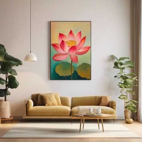 In Vastu Shastra, lotus paintings are considered highly auspicious. Here’s why they’re a great addition to your home:  1. Positive Energy Magnet   - The lotus flower is known for attracting positive vibes. According to Vastu, placing a lotus painting in your home can help bring in good energy, peace, and harmony.  2. Symbol of Prosperity   - The lotus is associated with wealth and prosperity, especially when it’s linked to goddess Lakshmi. A lotus painting in the home, especially in the liv... Lotus Paintings, Painting Backgrounds, Lotus Painting, The Lotus Flower, Wealth And Prosperity, Vastu Shastra, Goddess Lakshmi, Peace And Harmony, The Lotus