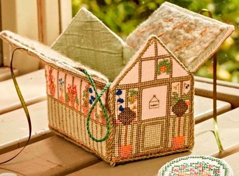 Jane Greenoff Cross Stitch, Fence Cross Stitch, Cross Stitch Organization, Cross Stitch Purse, Embroidered Boxes, Bookmarks Cross Stitch, Cross Stitch Accessories, Cross Stitch Bag, Embroidered House