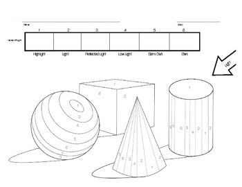 Shading Worksheets Art, Value Scale Worksheet, Shading Activity, Simple Shapes Drawing, Types Of Shading, Digital Painting Ideas, Elements Of Design Shape, Lighting And Shading, Value Scale