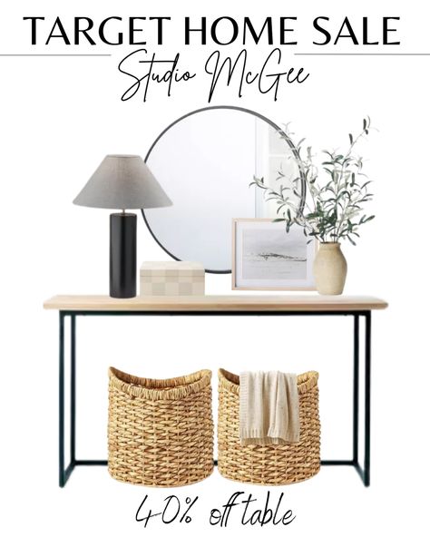 Narrow Hallway Ideas Entryway, Narrow Console Table Entryway, Target Studio Mcgee, Foyer Table Decor, End Of Hallway, Narrow Hallway Table, Simple Console Table, Wood Entry Table, Slim Side Table