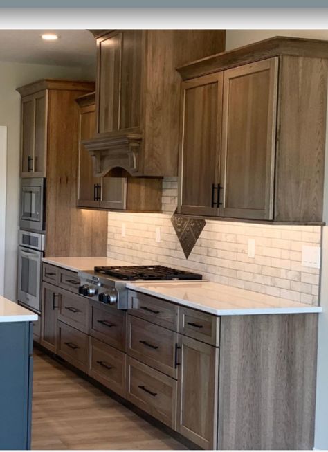 Grey Brown Kitchen Cabinets, House Aestethic, Dark Brown Kitchen Cabinets, Cabinet Stain, Dark Brown Kitchen, Popular Kitchen Colors, Kitchen Renovation Inspiration, Kitchen 2024, Ranch House Decor