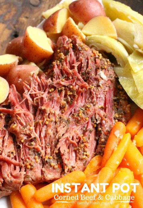 Instant Pot Corned Beef and Cabbage - FamilyFreshMeals.com - Instant Pot Corned Beef, Baked Corned Beef, Beef Cabbage, Corn Beef, Corned Beef Brisket, Corned Beef And Cabbage, Corned Beef Recipes, Cabbage Recipe, Beef And Cabbage