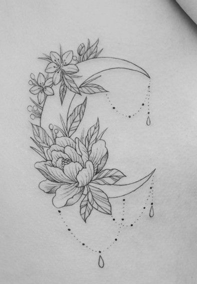 Crescent Moon Tattoos, Hip Thigh Tattoos, Moon Tattoos, Witch Tattoo, Hip Tattoos Women, Sweet Tattoos, Tattoos Women, Thigh Tattoos Women, Dainty Tattoos