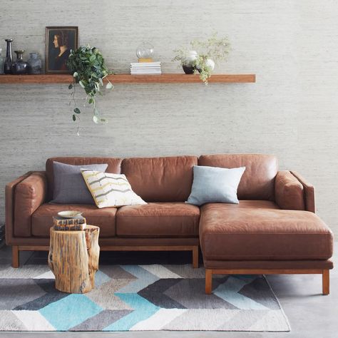 Sofa Kulit, Furnitur Ruang Keluarga, Best Leather Sofa, Sofa L, Oversized Furniture, Leather Couch, Chaise Sectional, Leather Sectional, West Elm