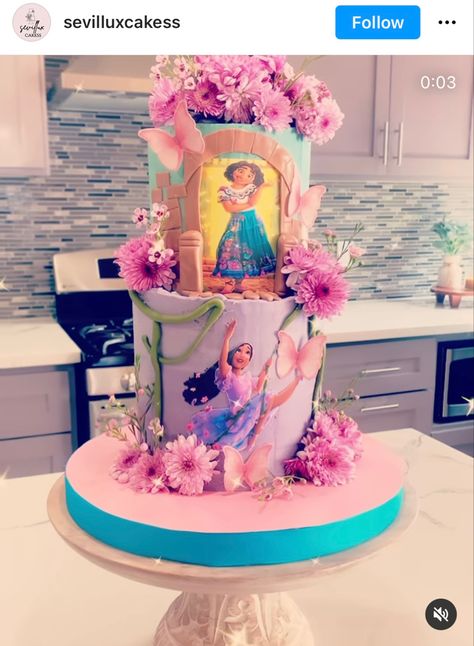 Encanto Two Tier Cake, 2 Tier Encanto Cake, Encanto Birthday Party Cake, Encanto Cake Ideas, Encanto Birthday Cake, Cake 2 Tier, Encanto Theme, Encanto Cake, Encanto Birthday