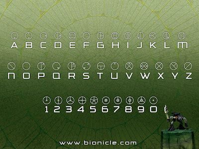 Lego has had some great product lines, but none others that I know of had their own ALPHABET. Matoran Alphabet, Fictional Languages, Bionicle Heroes, Bionicle Mocs, Alphabet Symbols, Bio Art, Lego Bionicle, The Force Is Strong, Lego Party