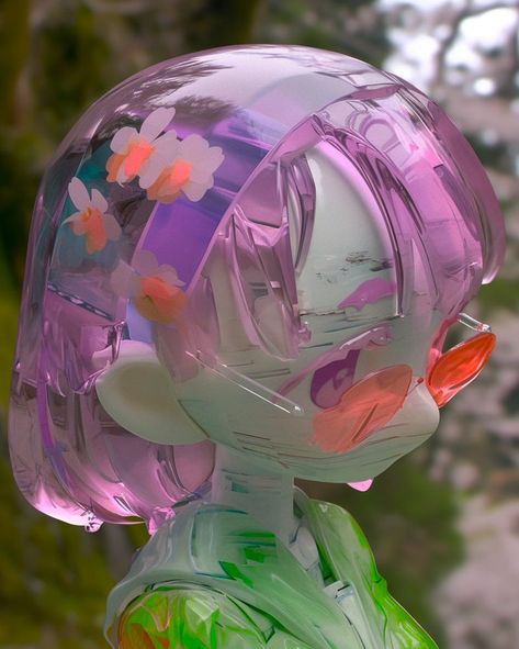 Anime Sculpture, Glass Figures Aesthetic, Kawaii Core Figures, Pink Sculpture Aesthetic, Cute Core Anime Figures, Creepy Cute Sculpture, Toy Sculpture, Blender Tutorial, 3d Printing Projects