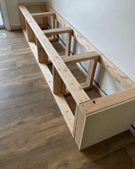 Built-In Bench with Storage - How to Build One Window Bench Seat, Wall Bench, Bench Dimensions, Mudroom Bench Seat, Diy Storage Bench, Storage Bench Seating, Mudroom Bench Plans, Diy Mudroom Bench, Bench With Drawers