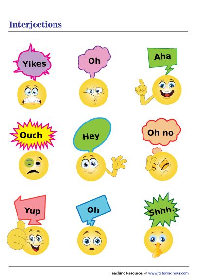 Interjection Chart 8 Parts Of Speech Printable, Interjections Activities, Interjections Anchor Chart, Interjections Worksheet, Communicative English, Toddler Speech, Parts Of Speech Activities, Express Emotions, Learn English Speaking