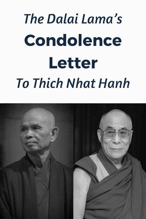 Read the Dalai Lama's moving letter of condolence on Thich Nhat Hanh's passing sent to the Plum Village on January 22, 2022. Thich Nhat Hanh Calligraphy, Condolence Letter, Buddhism Philosophy, Plum Village, Zen Master, The Dalai Lama, Thich Nhat Hanh, Extraordinary Life, Poetry Art