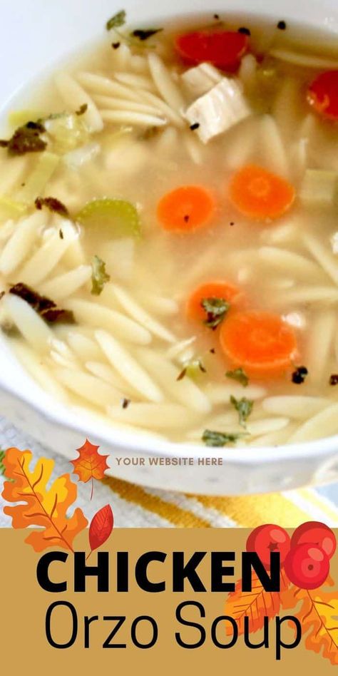 This easy Chicken Orzo Soup from scratch is perfect for a meal or sandwich partner any day! Made easily in minutes with a hint of lemon, this lovely orzo soup recipe is ready in about 15 minutes. #chickensoup #chickenorzo #orzolemon. #souprecipe Orzo Chicken Soup, Chicken With Orzo, Baking Mischief, Orzo Soup Recipes, Easy Roasted Vegetables, Roasted Vegetable Soup, Lunch Chicken, Orzo Soup, Orzo Recipes