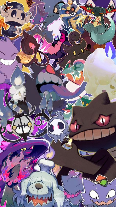 Type Collage, Ghost Type Pokemon, Pokemon Fusion Art, Ghost Pokemon, Ghost Type, Pokemon Tattoo, Pokemon Collection, Pokemon Fusion, Pokemon Teams