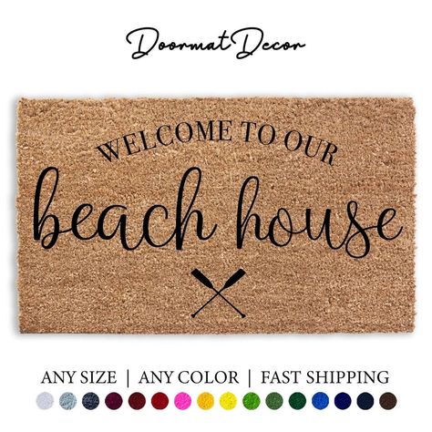 Beach Door Mat, Coastal Welcome Mat, Whalecum Door Mat, Lake House Door Mats, Boho Welcome Mat Doormats, Welcome To Our Beach House Signs, Door Mat Outdoor, Outdoor Welcome Mat, House Patio