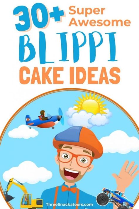 Blippi Cakes and Party Ideas: Cakes, Cupcakes, Cake Pops, Toppers, Images and more! Blippi Excavator Birthday Cake, Blippi Birthday Cake Topper, Blippi Cake Topper Printable, Blippi Cupcake Ideas, Blippi Birthday Cake, Blippi Cake Topper, Simple Sheet Cake, Blue Drip Cake, Blippi Birthday Party