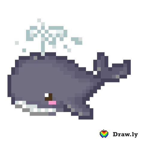 Whale Perler Bead Patterns, Minecraft Whale, Dolphin Pixel Art, Sea Animals Pixel Art, Whale Pixel Art, Pixel Art Pattern Dolphin, Pixel Character, Character Game, Whale Stuffed Animal