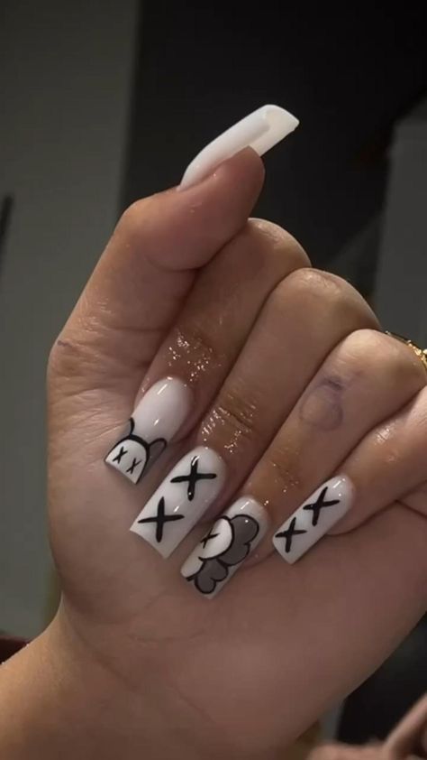 Initial On Acrylic Nail, Tattoos After A Breakup, Nail Inspired Black Women, Rod Wave Inspired Nails, Com Des Garcons Nails, Klaws Nails Design, Valentine Theme Nails, Medium Length Birthday Nails, 2025 Nail Trends