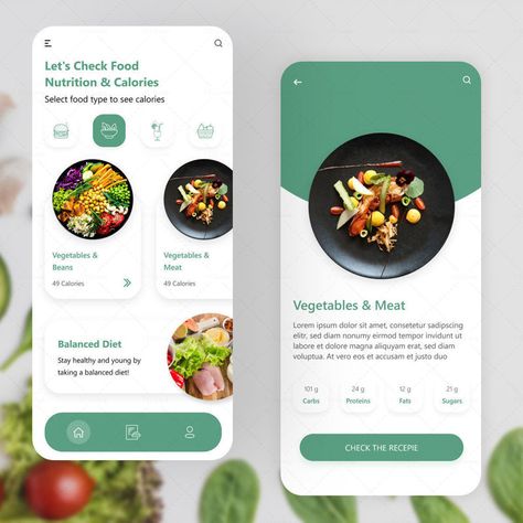 Nutrition App Design UI UX Display Mockup Nutrition App, Healthy Apps, Desain Ui, Cooking App, Food Delivery App, Mobile App Design Inspiration, App Interface Design, Restaurant Website, Photo Food