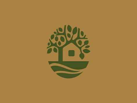 Tree And House by Andrii Kovalchuk on Dribbble Eco Hotel Logo, Housing Logo Design, Home Logo Design Creative, Home Stay Logo, Heart Architecture, Landscape Logo Design, Minimal Logotype, Renewable Energy Design, Eco Logo Design