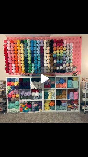 Yarn Wall, Yarn Storage, Cube Shelves, January 1, Peg Board, Instagram A, Amber, Yarn, Shelves