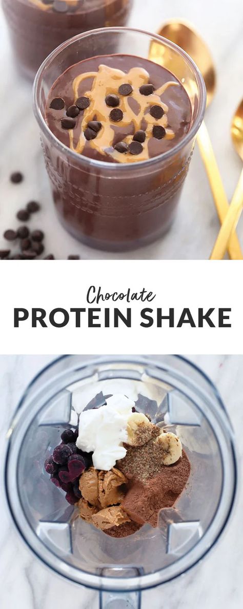 This chocolate protein shake is chocolatey, packed with protein, and the perfect post workout snack or easy breakfast recipe! Protien Powders Drink Recipes, Smoothies With Chocolate Protein Powder, Truvani Protein Powder Recipes, Truvani Recipes, Protein Shake Ingredients, Chocolate Protein Shake, Post Workout Snack, Healthy Protein Shakes, Chocolate Protein Shakes