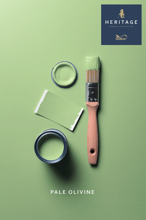 Dulux Heritage Pale Olivine Fresh Sage Dulux Paint, Light Olive Green Paint Colors, 1950s Houses, Dulux Kitchen Paint, Dulux Green Paint, Dulux Heritage Colours, Shutter Paint Colors, Green Paint Colors Bedroom, Olive Green Paint