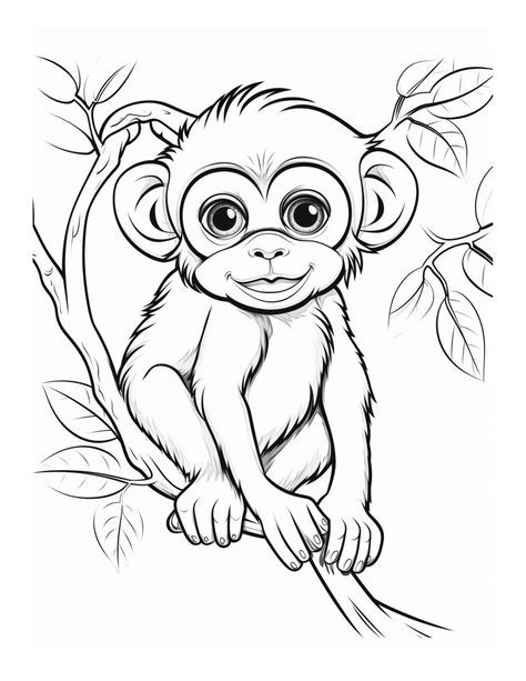 Free Printable Monkey Coloring Pages | Skip To My Lou Monkey Colouring Pages, Monkey Drawing Sketch, Drawing Of A Monkey, Cute Monkey Drawing, Monkey Drawings, Monkey Drawing Easy, Monkey Sketch, Draw Monkey, Monkey Printable