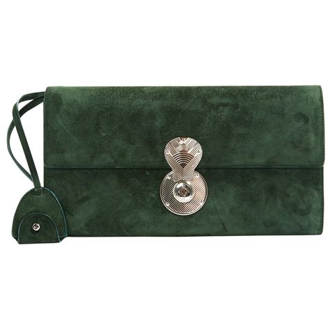 Ralph Lauren Green Suede Clutch Green Clutch, Green Clutches, Foldover Clutch, Suede Clutch, Ralph Lauren Green, Lauren Green, Suede Fabric, Green Suede, Michael Kors Monogram