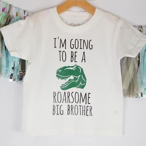 @RocketandRose posted to Instagram: Our other popular birth announcement tee is the Roarsome Big Brother... there's a lot of these out there & makes us super happy you've chosen us to help with your announcement! Head on oveer to www.rocketandrose.com & search for Roarsome Big Brother & you can choose from 7 different t-shirt colours & you can also upgrade to a sweatshirt or hoodie with this design now! Roarsome! Brother Announcement, Big Brother Announcement Shirt, Big Brother Announcement, Big Brother Little Brother, Big Brother Gift, Big Brother Tshirt, Baby Announcement Pictures, Big Brother Shirt, Brother Shirts