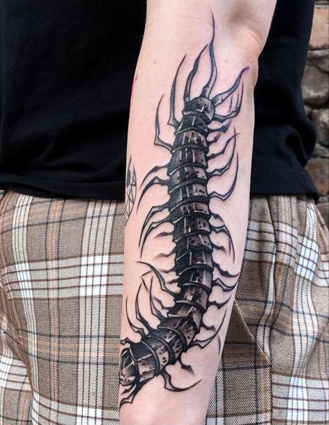 Cool Centipede, Blackwork Designs, Evil Tattoos, Cool Arm Tattoos, Drawing Body Poses, Fire Tattoo, Tattoo Art Drawings, Dark Tattoo, Anime Tattoos