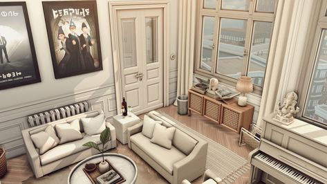 Simsphony — Vito’s dream apartment Hi, my fellow simmers! ♡... Ts4 Cc Apartment Furniture, Sims Apartment Layout, Sims 4 City Living Apartments, Ts4 Apartment, Sims4 Apartment, Sims 4 Apartment Download, Sims 4 Apartment Layout, Sims Living Room, Sims 4 Cc Apartment