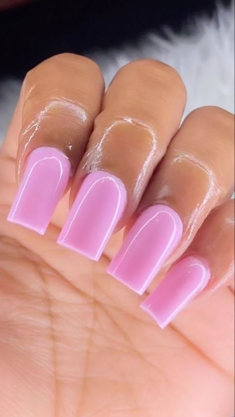 Nut Pink Nails, Pink Nails Ideas Black Women, Light Pink Medium Nails, French Tip Nails Plain, Square Nails One Color, Shorties Nails Pink, Cute Short Nail Sets Pink, Cute Plain Nails, Pink Powder Acrylic Nails