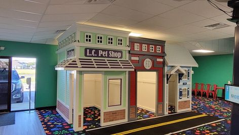 Custom Playhouse, Indoor Playground Design, Kids Backyard Playground, Dramatic Play Preschool, Construction Zone, Interior Design Presentation, Basement House, Home Daycare, Playground Design