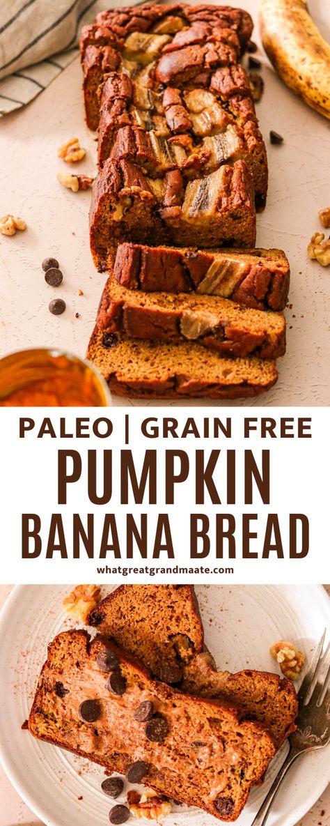 Pumpkin Banana Gluten Free, Paleo Pumpkin Banana Bread, Pumpkin Banana Bread Almond Flour, Gf Pumpkin Banana Bread, Almond Flour Pumpkin Banana Bread, Gluten Free Pumpkin Banana Bread, Infradian Cycle, Paleo Pastries, Healthy Pumpkin Banana Bread