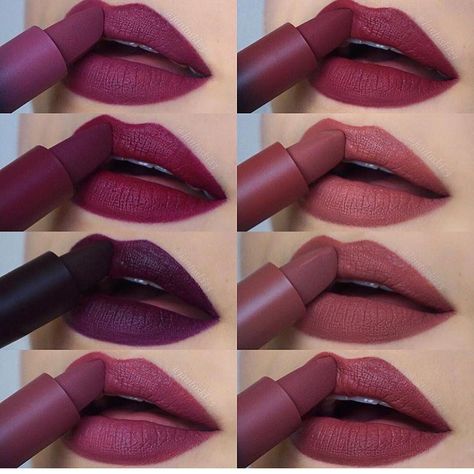 Huda Beauty Lipstick Swatches, New Lipstick Shades, Maquillage Kylie Jenner, Shades Of Lipstick, Huda Beauty Lipstick, Trendy Lipstick, Matte Make Up, Lip Color Shades, Mauve Lipstick