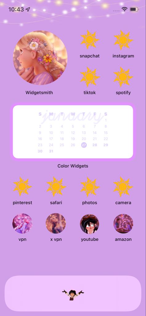 Rapunzel Theme Wallpaper, Disney Princess Homescreen, Rapunzel Themed Wallpaper, Tangled Iphone Theme, Disney Widget Ideas, Tangled Phone Theme, Rapunzel Homescreen, Tangled App Icons, Tangled Homescreen