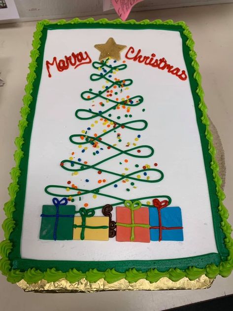 Winter Sheet Cake, Christmas Sheet Cakes Decorated, Square Christmas Cake, Thanksgiving Cakes Decorating, Holiday Cake Designs, Holiday Cakes Christmas, Christmas Cupcake Cake, Sheet Cakes Decorated, Winter Cakes