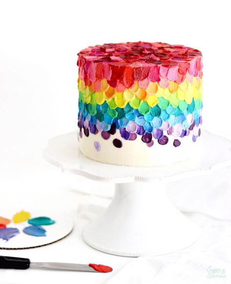 Sugar & Sparrow's Best of 2020 - Sugar & Sparrow Rainbow Birthday Cake, Watercolor Cake, Rainbow Birthday Party, Cute Birthday Cakes, Rainbow Party, Colorful Cakes, Rainbow Birthday, Cake Decor, Rainbow Cake