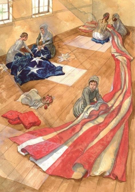 sewing of the star-spangled banner Giant Flag, Fort Mchenry, The Star Spangled Banner, Francis Scott Key, Sewing Activities, Images Of Mary, Star Spangled Banner, American Children, Daughter Mother