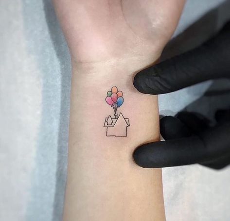 Mini Disney Tattoos, Up Tattoo Disney, Minimalist Disney Tattoo, Disney Minimalist Tattoo, Tiny Disney Tattoo, Frozen Tattoo, Cute Disney Tattoos, Disney Inspired Tattoos, Disney Sleeve Tattoos