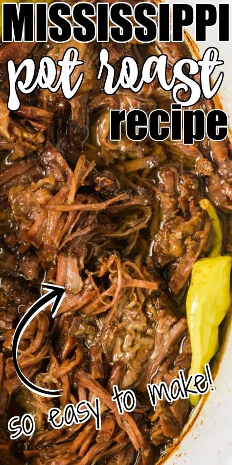 Mississippi Pot Roast Recipe, Mississippi Roast Recipe, Beef Crockpot, Roast Gravy, Crockpot Roast Recipes, Pot Roast Crock Pot Recipes, Mississippi Roast, Au Jus Gravy, Pot Roast Recipe