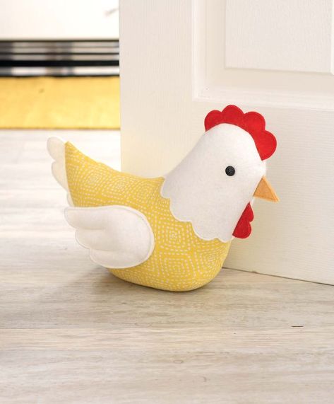 Chicken Sewing Pattern, Crochet Doorstop, Crochet Door Stopper, Doorstop Pattern, Duck Pattern, Diy Dog Toys, Chicken Pattern, Easy Animals, Cute Sewing Projects