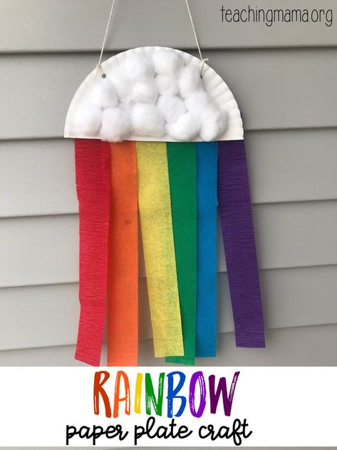 Rainbow Craft for Toddlers Craft For Toddlers, Paper Plate Craft, Rainbow Craft, March Crafts, St Patricks Day Crafts For Kids, Toddler Arts And Crafts, Rainbow Paper, Wine Bottle Diy Crafts, Rainbow Crafts