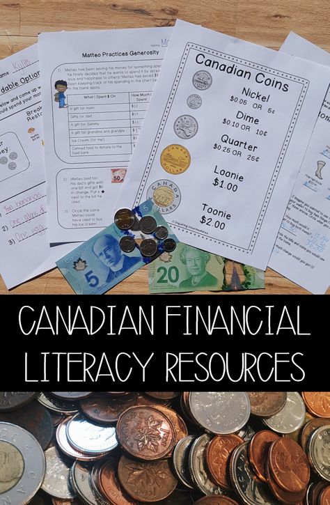 Canadian Money Worksheets, Money Anchor Chart, Math Instructional Strategies, Financial Literacy Worksheets, Math Stories, Financial Literacy Activities, Money Math Worksheets, Math Journal Prompts, Personal Financial Literacy