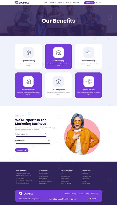 Sociable - Social Media Marketing Agency Elementor Template Kit Service Page Design, Services Page Design, Digital Marketing Websites, Digital Marketing Website Design, Marketing Agency Website, Free Social Media Templates, Great Website Design, Web Ideas, Agency Website Design